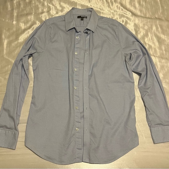 Murano Slim-Fit Long Sleeve Button-Up Light Blue Mens Medium - Picture 5 of 8